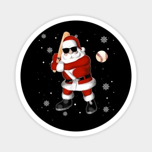 Santa Playing Baseball Magnet